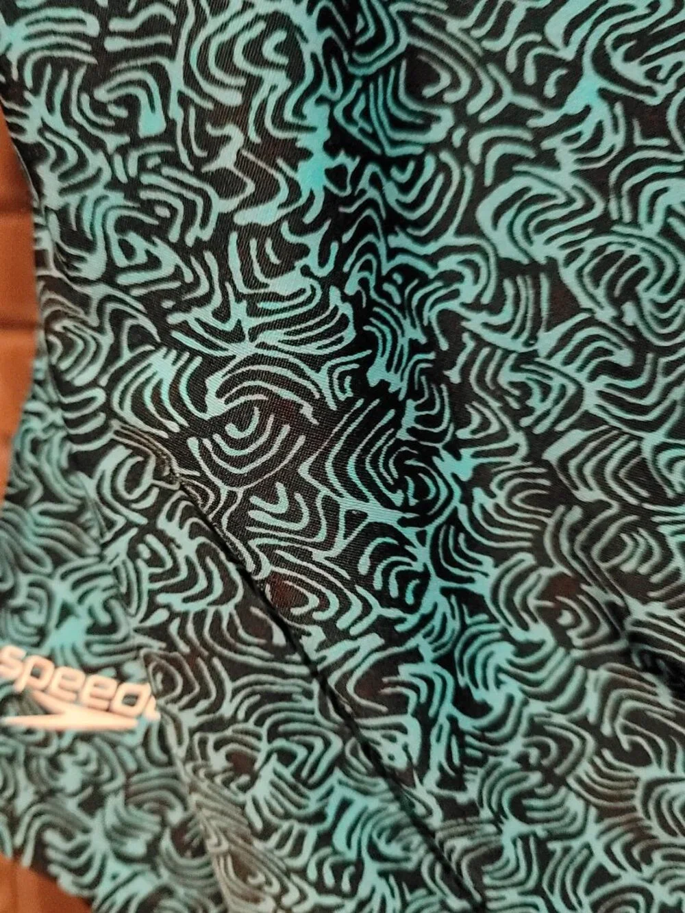 Speedo Teal & Black Patterned One Piece Swimsuit - Size 6 - Slimming Fit
